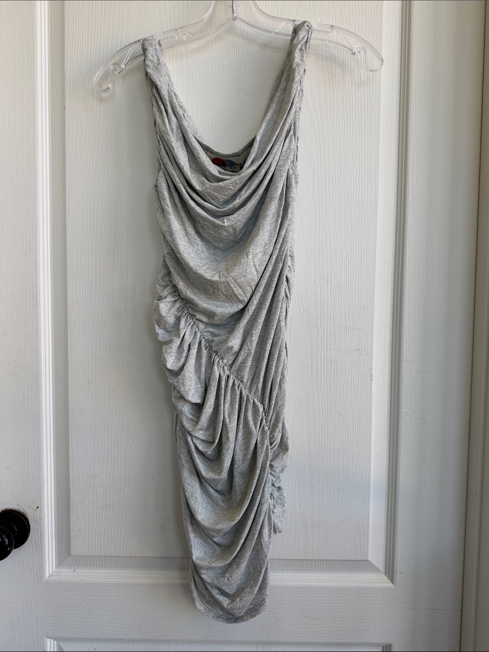 Free People FP Beach Cowl Neck Ruched Mini Dress in heather gray